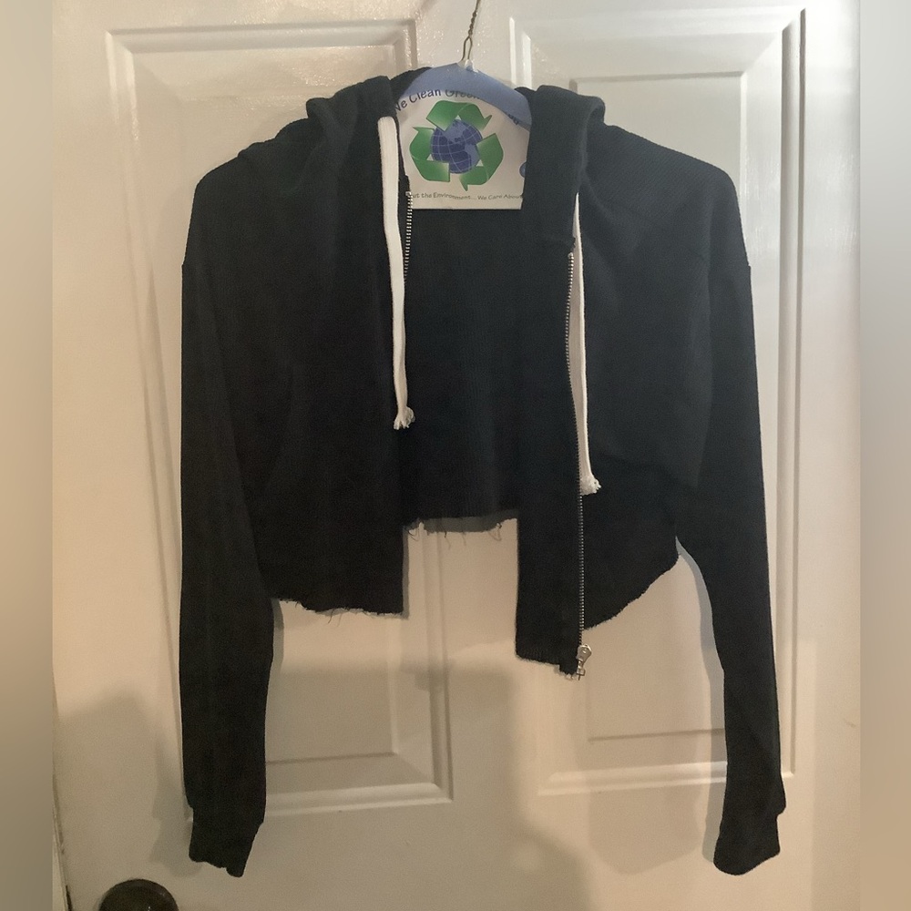 KATIE J. Dylan cropped hoodie full zip sweatshirt tween girl/youth size large